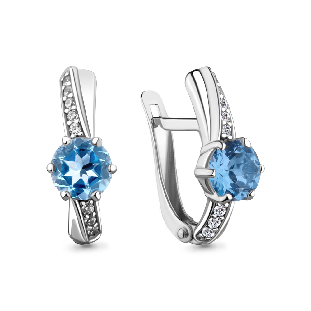 

Серьги из серебра с топазом/фианитом Aquamarine 4748305А, 4748305А_925_р