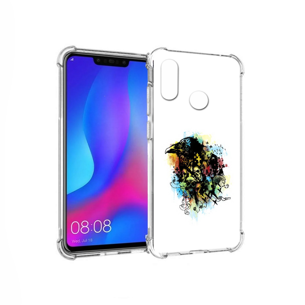 

Чехол MyPads Tocco для Huawei Nova 3 ворон и черепа (PT115710.27.273), Прозрачный, Tocco