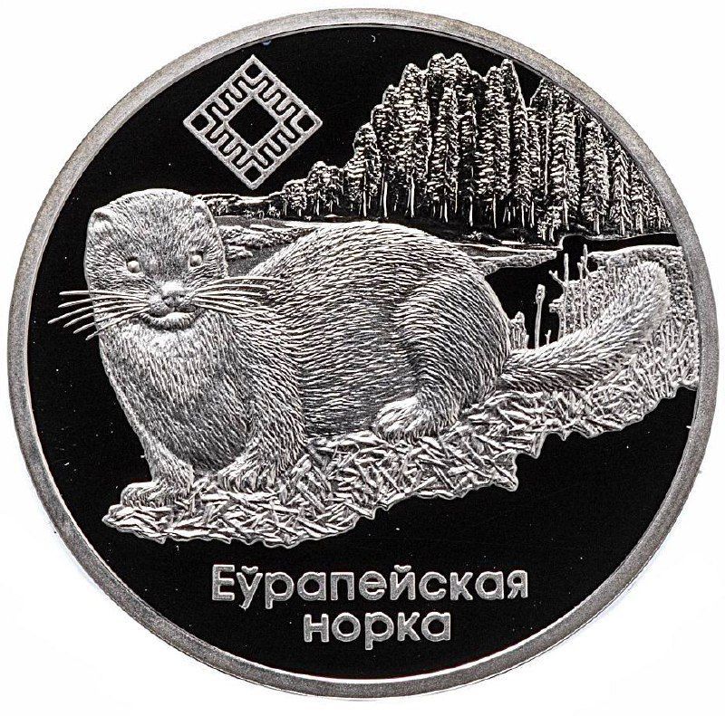 

Монета 1 рубль Заказник Красный бор - европейская норка, Беларусь 2006 PF