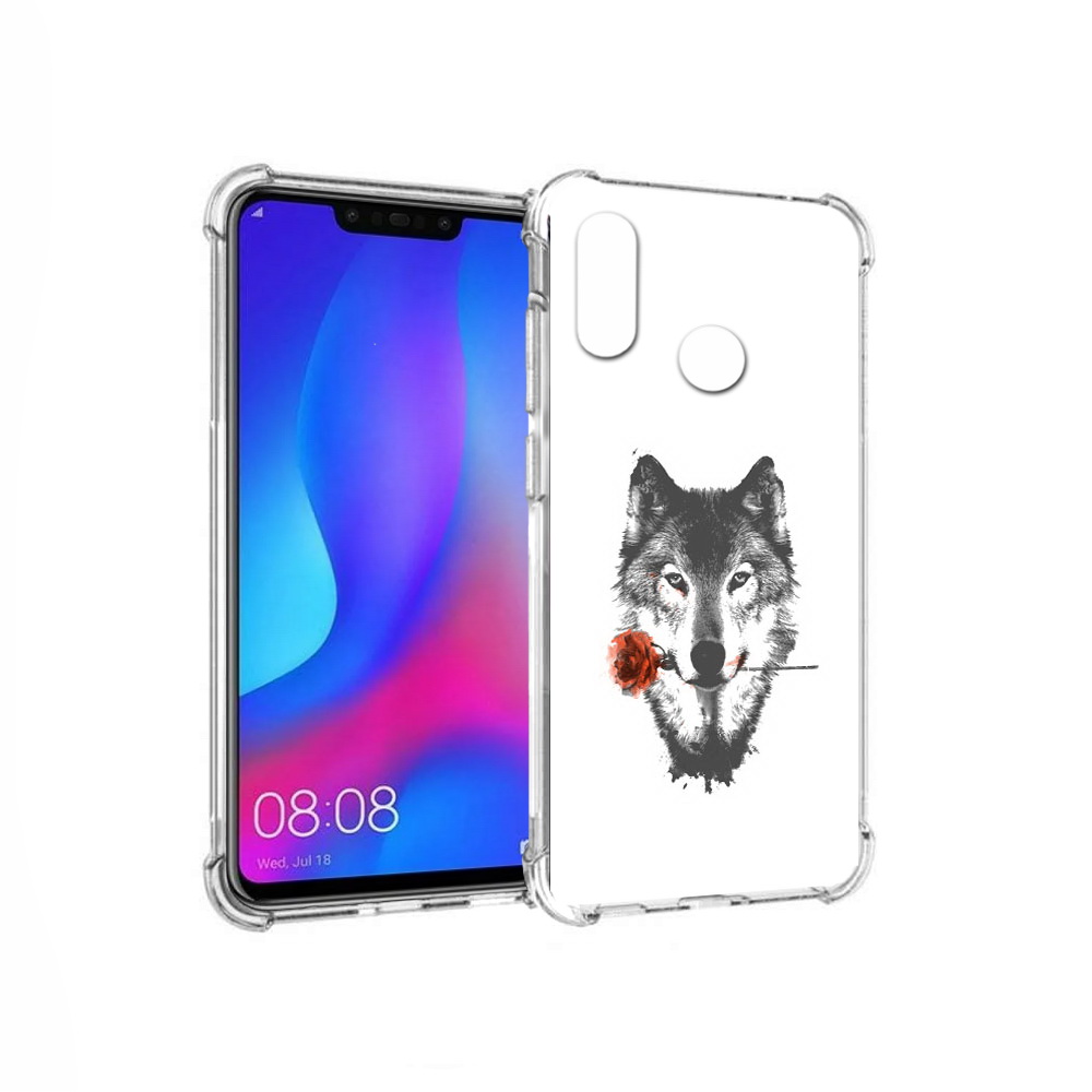 

Чехол MyPads Tocco для Huawei Nova 3 волк с розой (PT115710.27.270), Прозрачный, Tocco