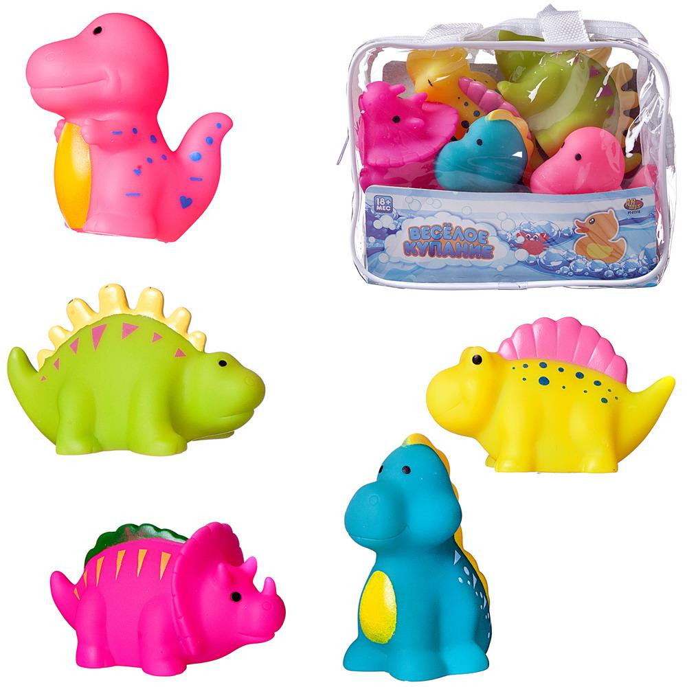 фото Набор для ванной abtoys веселое купание сумочка с 5 динозавриками pt-01518 junfa toys