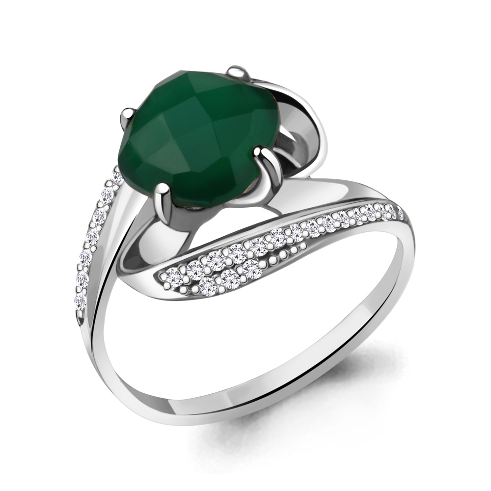 

Кольцо из серебра с агатом/фианитом р. Aquamarine 6528409А, 6528409А_925_р