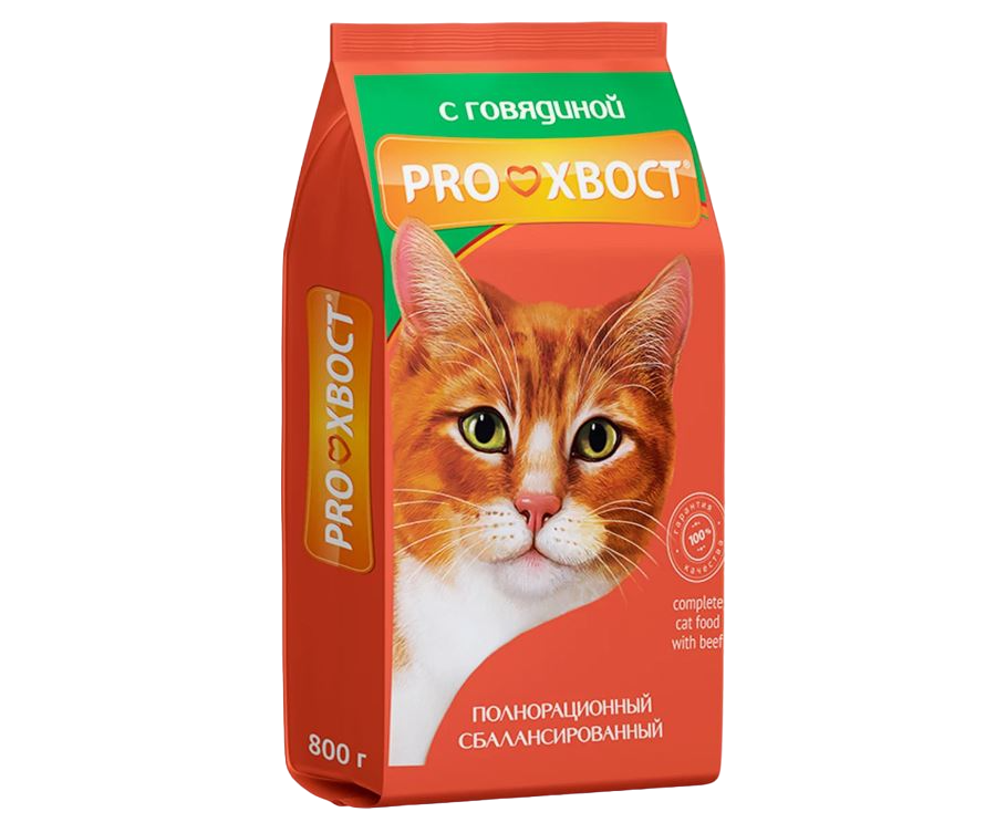 Сухой корм для кошек ProХвост говядина, 800 г