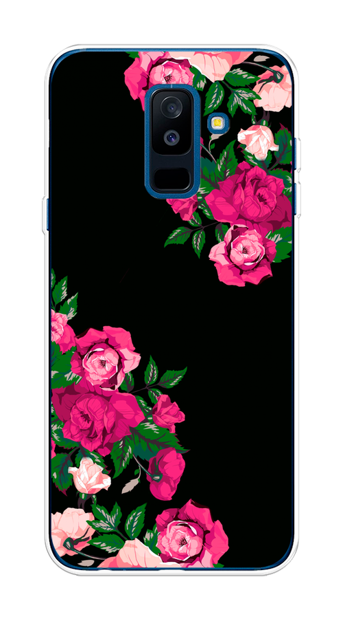 

Чехол на Samsung Galaxy A6 Plus "Розы фуксия", Черный;розовый;зеленый, 26050-1