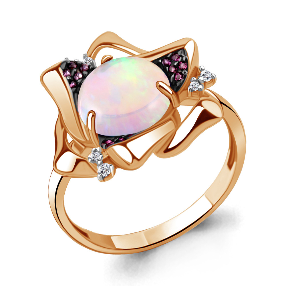 

Кольцо из серебра с фианитом/турмалином искусственным р., Aquamarine 6900198В, 6900198В_925_з