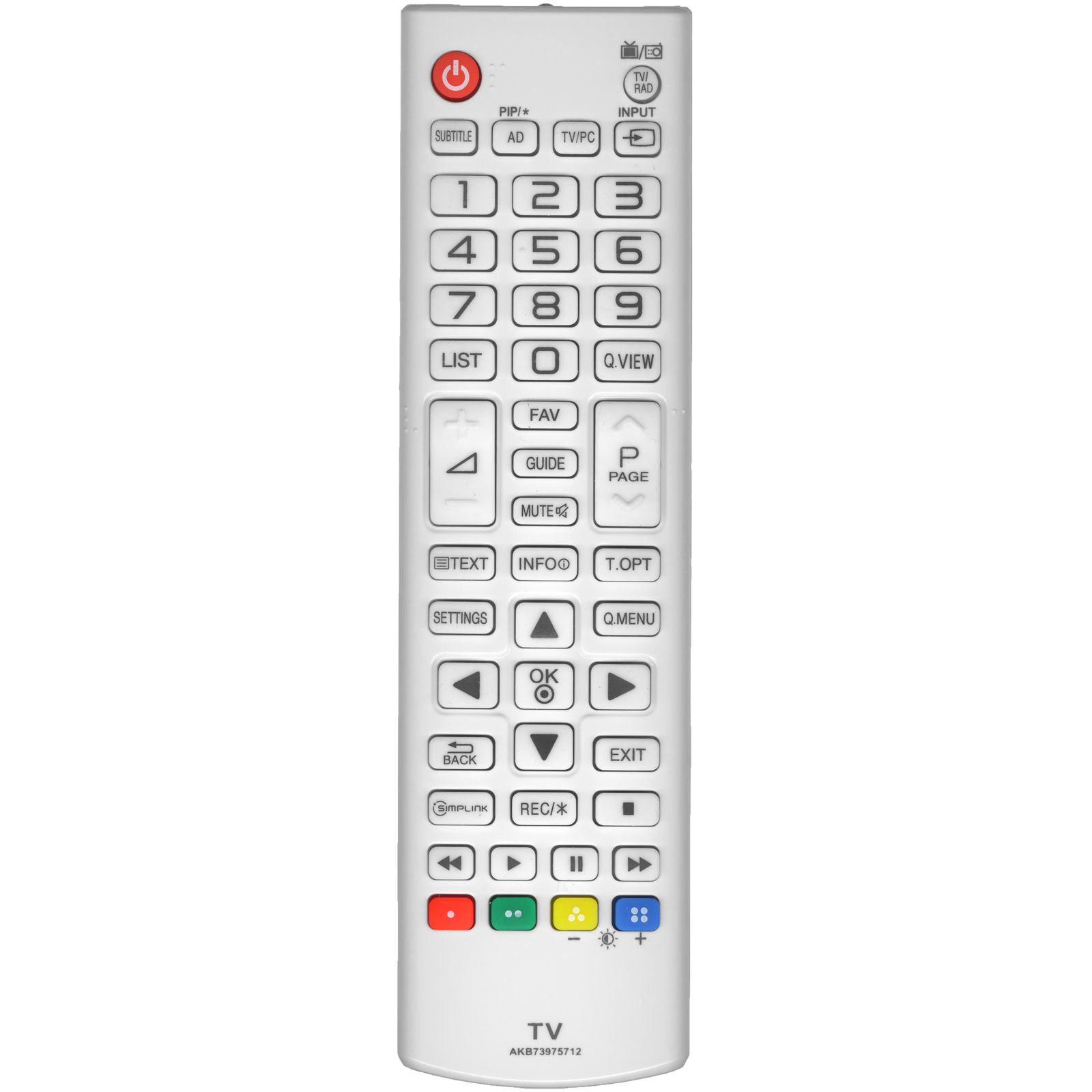 Пульт Huayu AKB73975712 для телевизоров LG в белом цвете