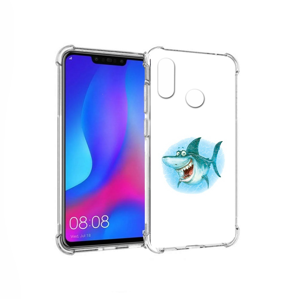 

Чехол MyPads Tocco для Huawei Nova 3 веселая акула (PT115710.27.261), Прозрачный, Tocco