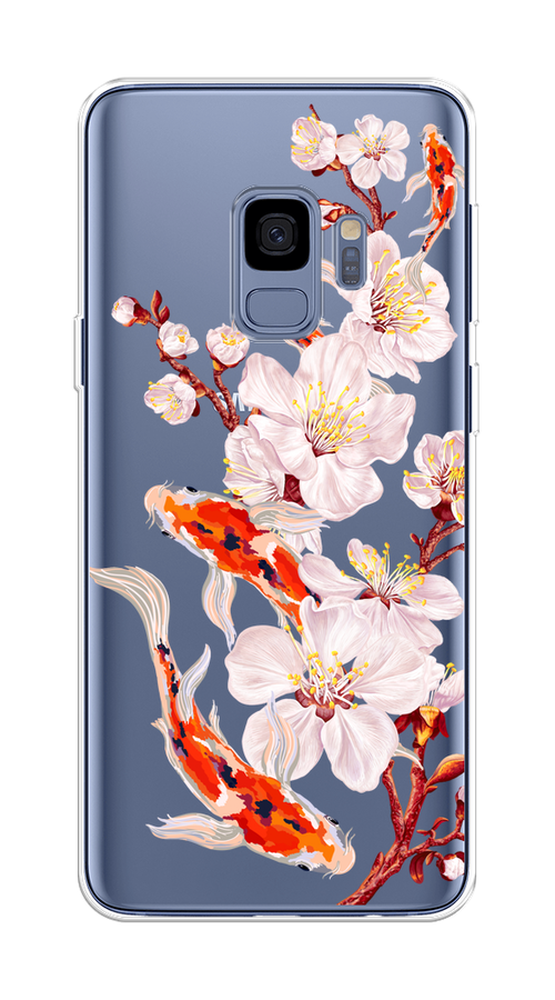 

Чехол на Samsung Galaxy S9 "Карпы и сакура", Оранжевый;розовый;бежевый;прозрачный, 25750-1