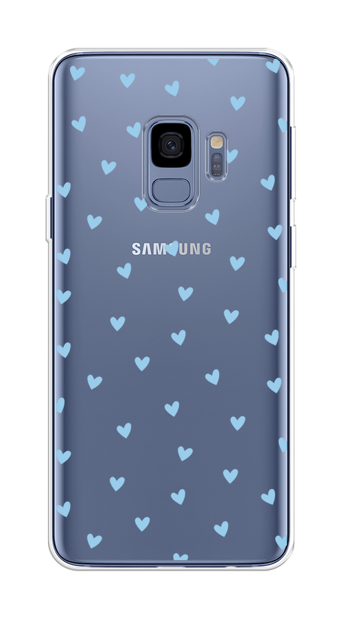 

Чехол на Samsung Galaxy S9 "Голубые сердечки паттерн", Голубой;прозрачный, 25750-1