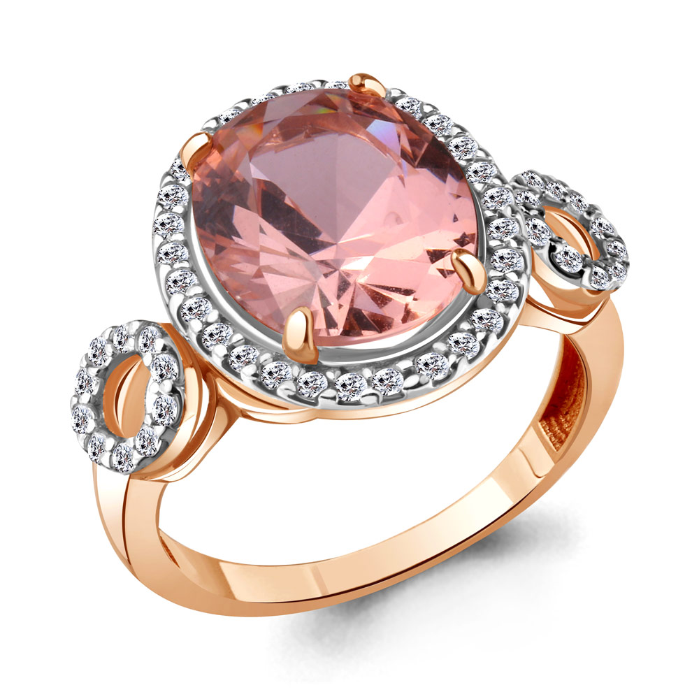 

Кольцо из серебра с морганитом искусственным/фианитом р., Aquamarine 6916890А, 6916890А_925_з