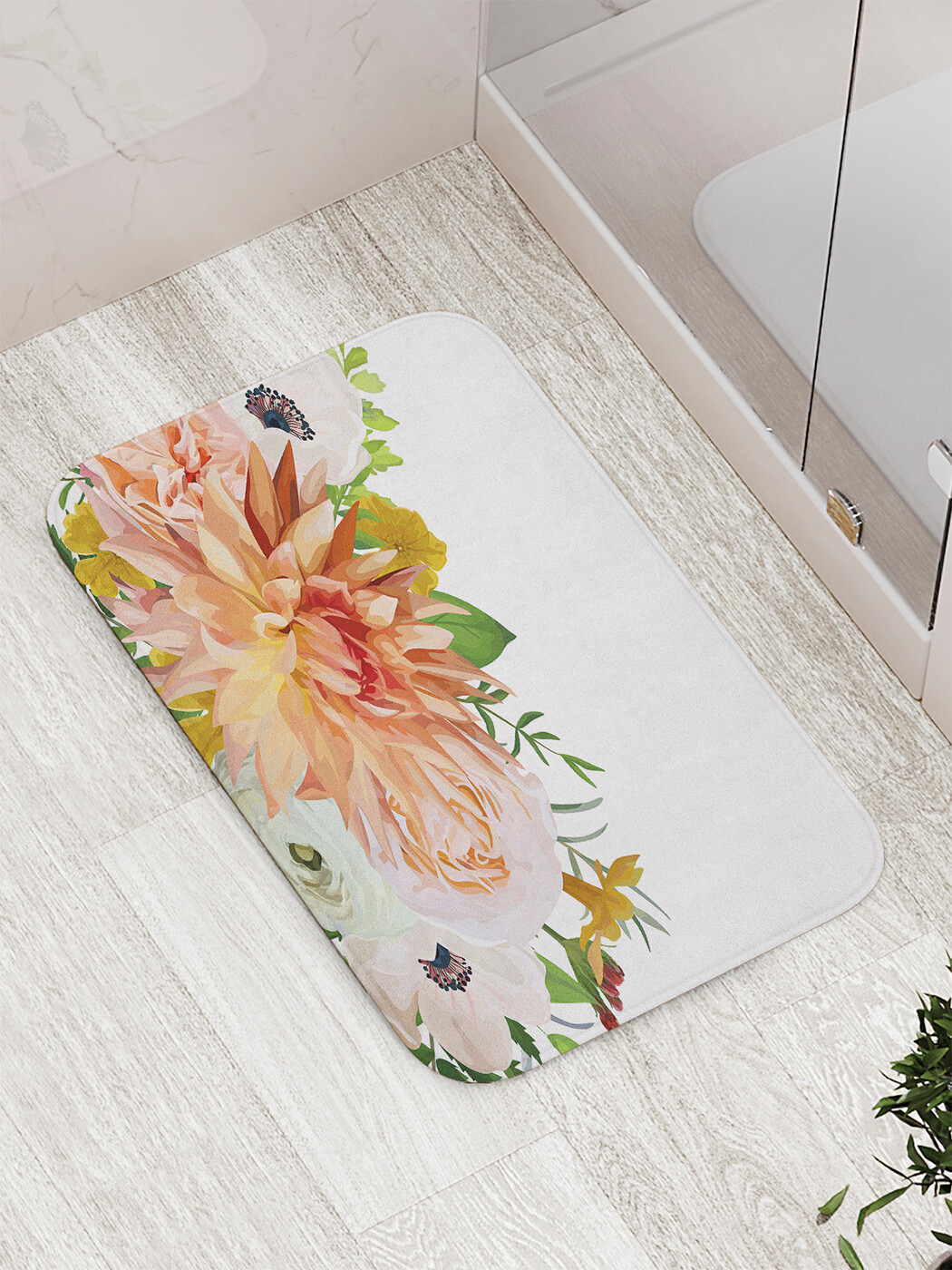 

Коврик противоскользящий JoyArty "Летний букет" для ванной, сауны, бассейна, 77х52 см, Летний букет