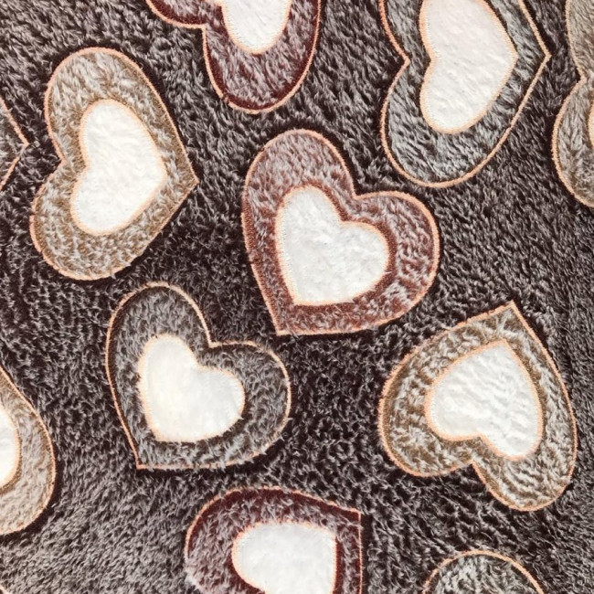 фото Плед велсофт сердечки коричневые blanket