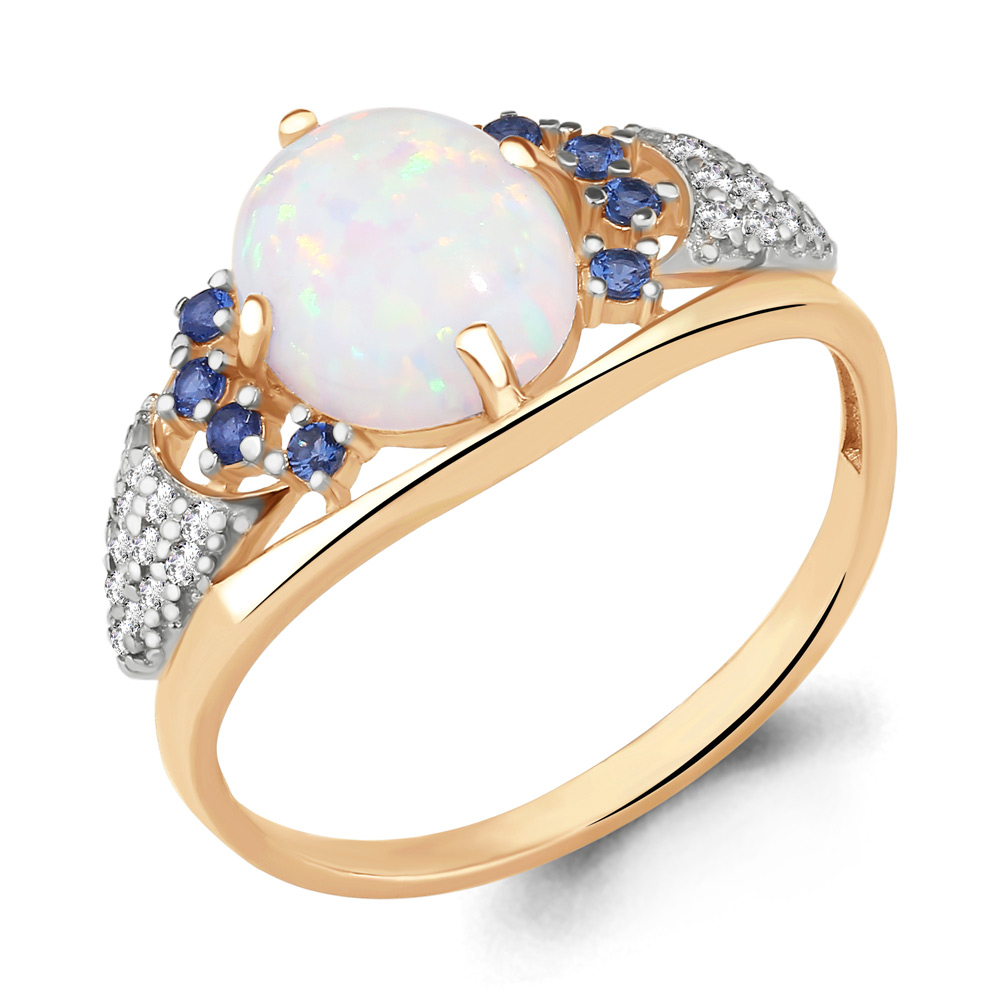 

Кольцо из серебра с сапфиром искусственным/фианитом р., Aquamarine 6598798Б, 6598798Б_925_з