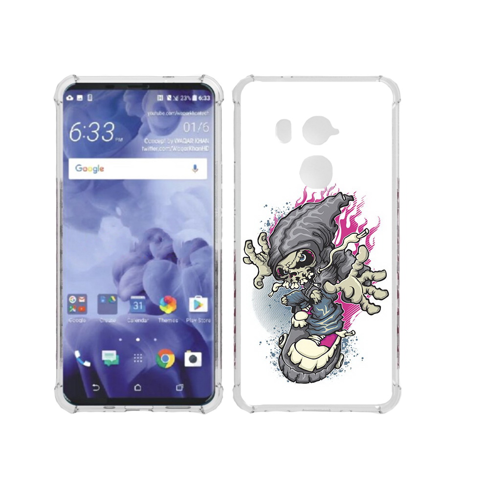 фото Чехол mypads tocco для htc u11 plus нарисованный скелет на скейт борде