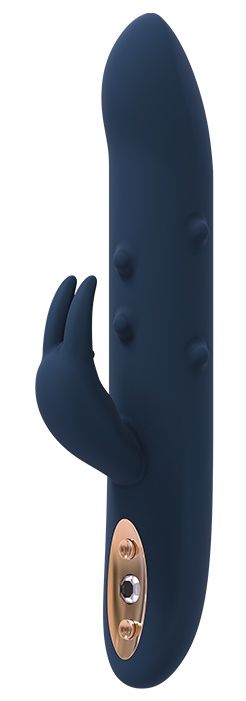 Синий вибромассажер-кролик ALPHEUS 23 см