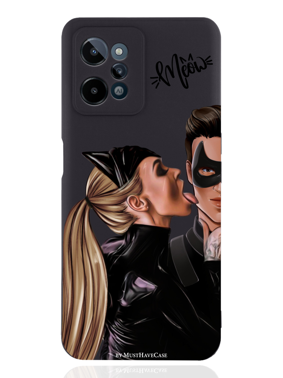 

Чехол MustHaveCase для realme C31 Кошечка с парнем черный черный, Коричневый;черный