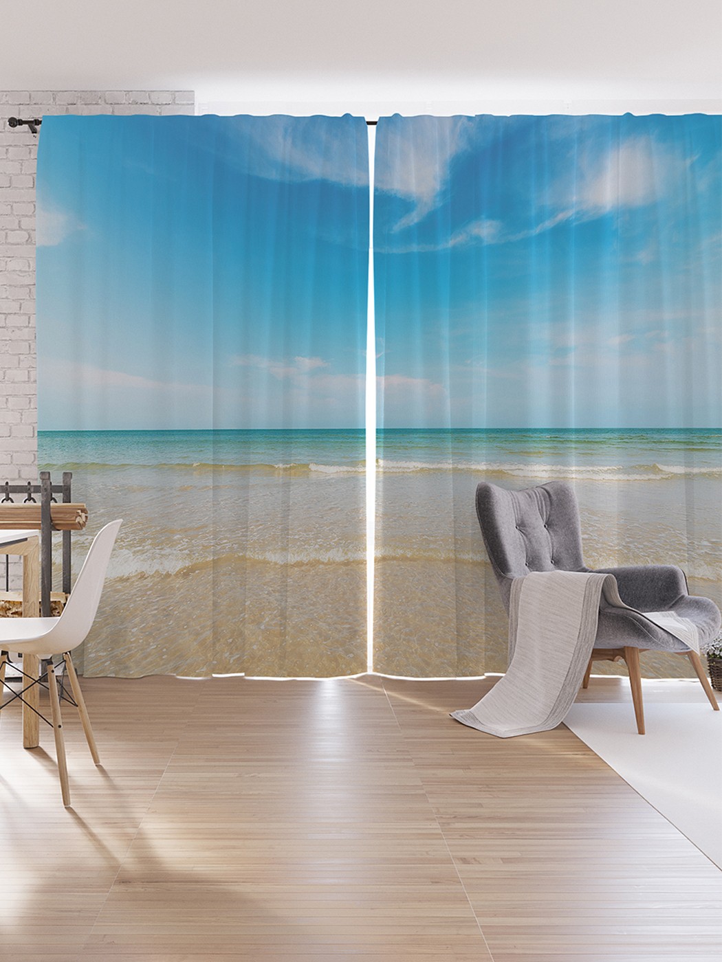 

Шторы под лён JoyArty "Морской трепет", серия Oxford DeLux, 340х265 см, Морской трепет