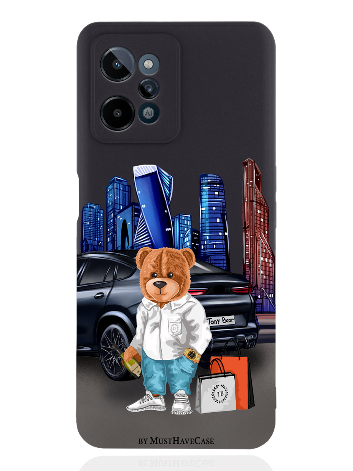 

Чехол MustHaveCase для realme C31 Тони Москва Сити черный, Черный;синий;коричневый