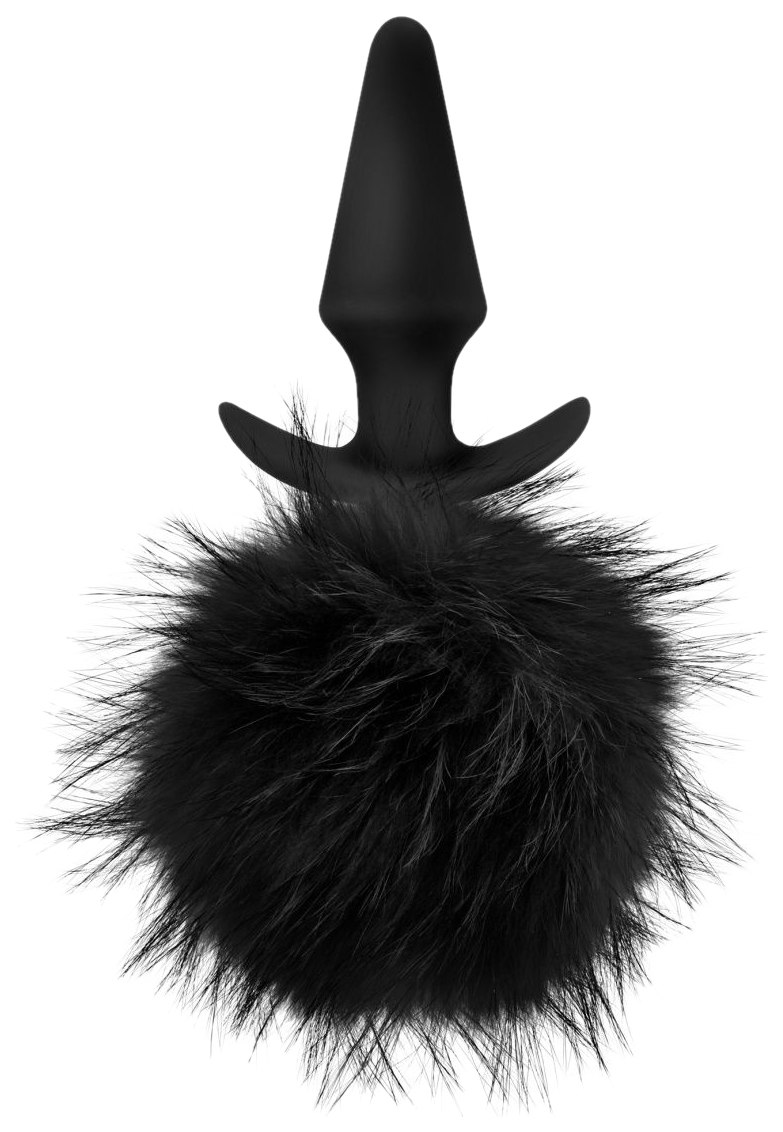 фото Силиконовая анальная пробка с чёрным заячьим хвостом bunny tail pom plug 12,7 см blush novelties