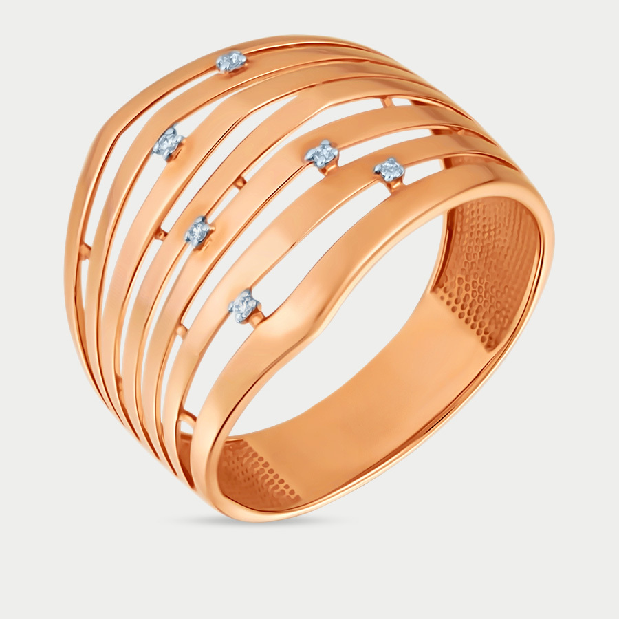 Кольцо из розового золота р. 18,5 Династия 012601-1102, фианит