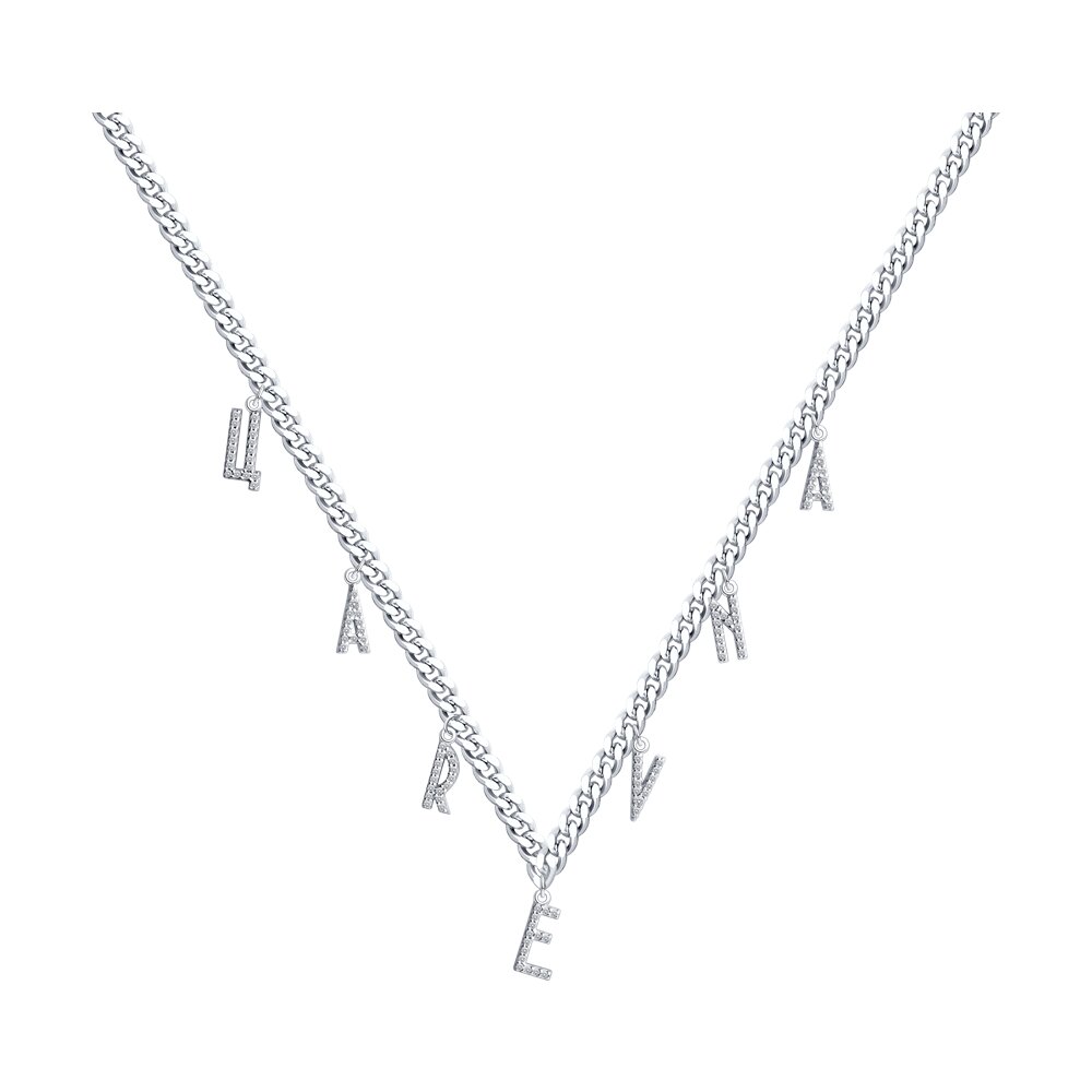 

Колье из серебра 50 см SOKOLOV 94070624, фианит, 94070624