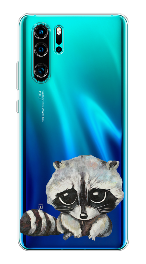 

Чехол на Huawei P30 Pro "Большеглазый енот", Серый;черный;прозрачный, 67650-1