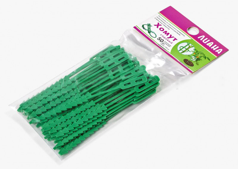 Хомут садовый пластиковый многоразовый 13 см (зелёный) - в упаковке 50 штук пластиковый автополив для цветов palisad