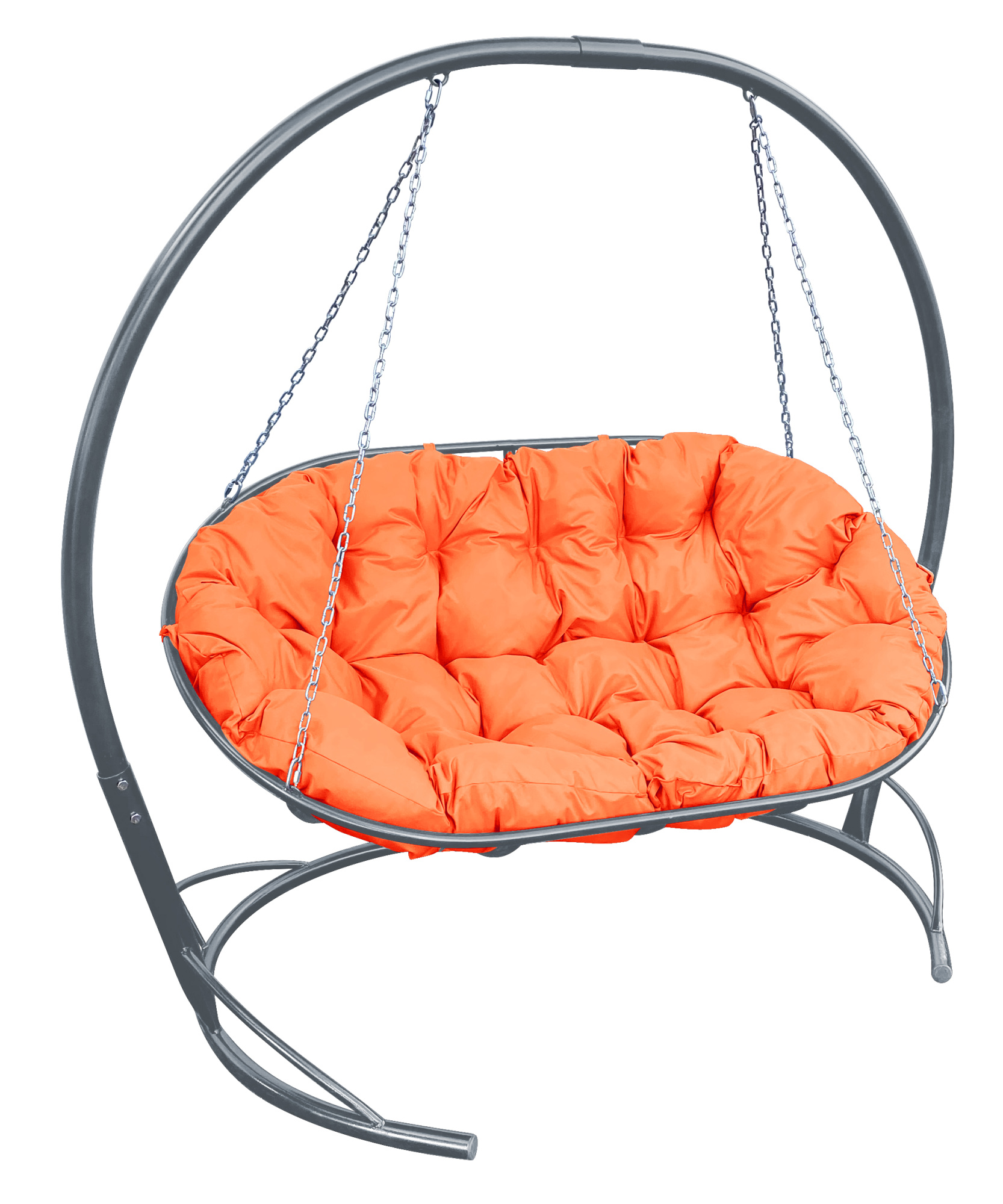фото Диван m-group "мамасан" подвесной серый, оранжевая подушка