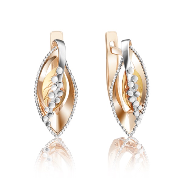 

Серьги из комбинированного золота PLATINA jewelry 02-4030-00-000-1113-63, 02-4030-00-000-1113-63