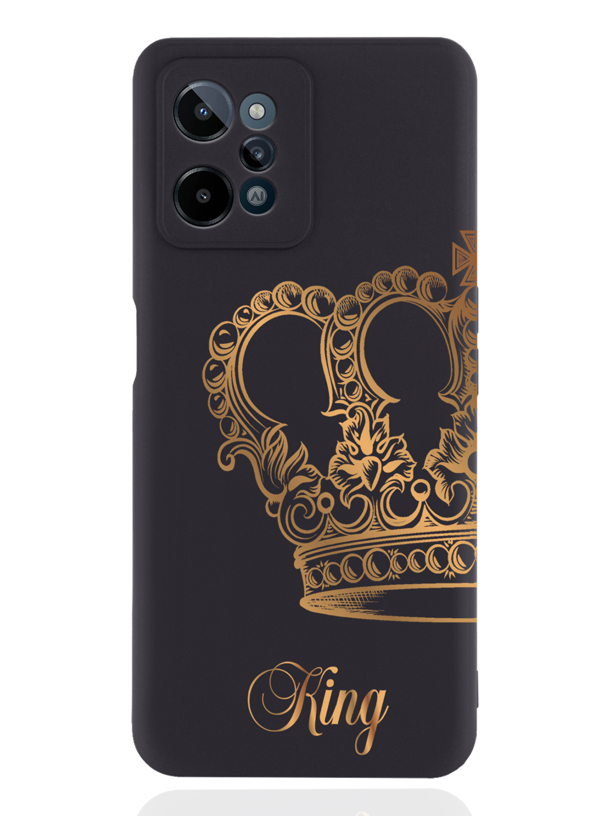 

Чехол MustHaveCase для realme C31 Парный чехол корона King черный, Черный;золотистый