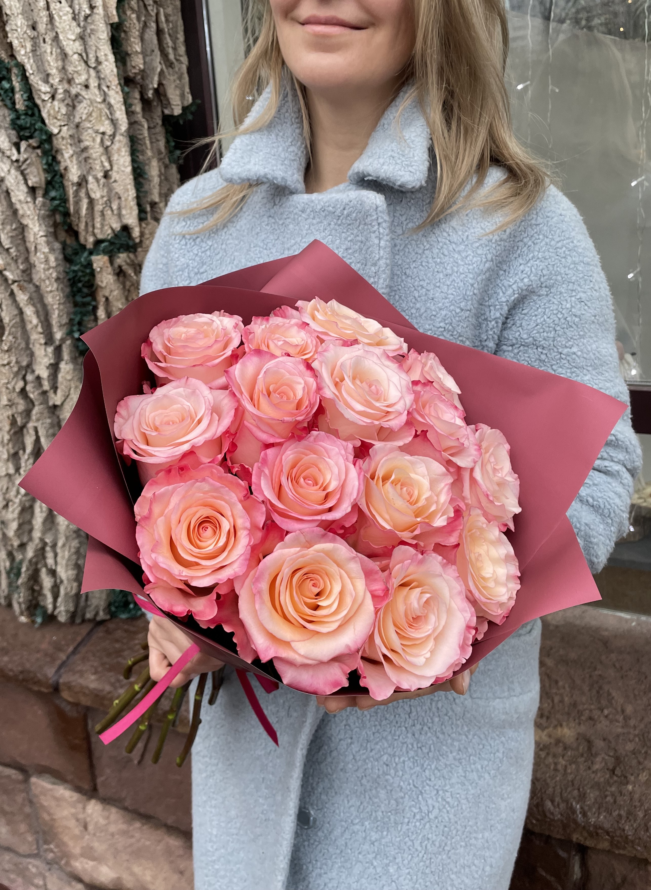 

Букет Floret розовых роз 15шт, 033, БУКЕТ
