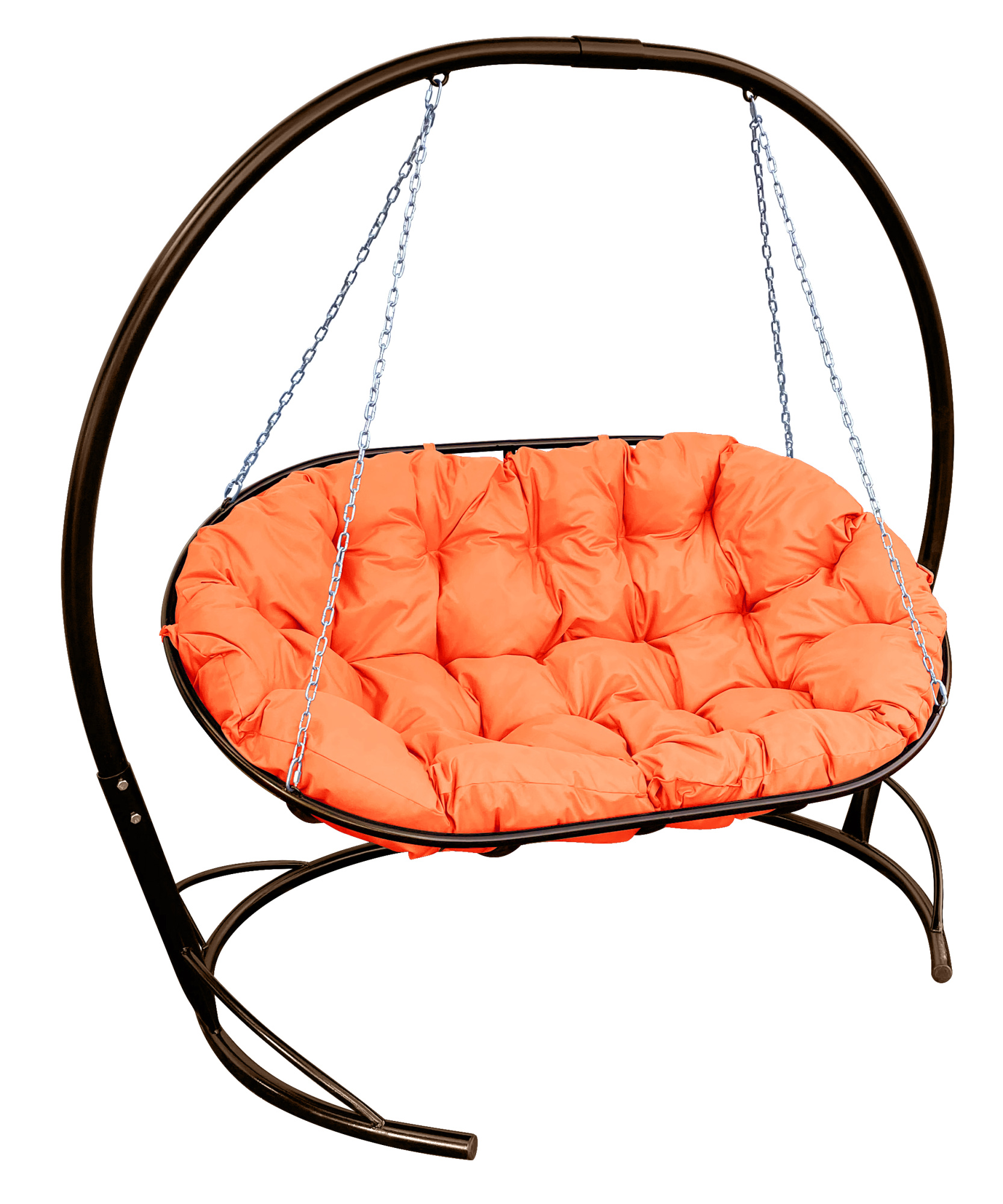 фото Диван m-group "мамасан" подвесной коричневый, оранжевая подушка