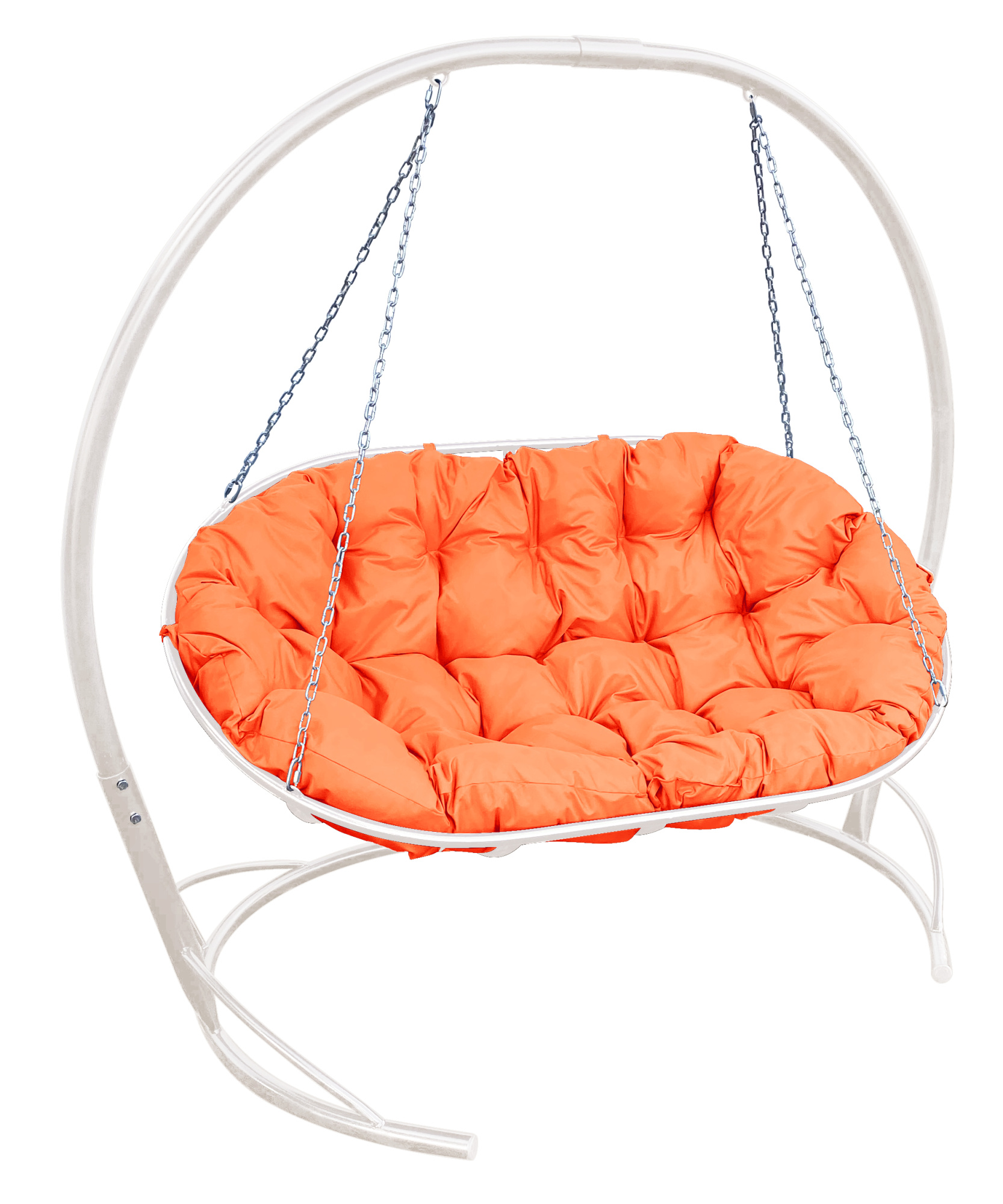 фото Диван m-group "мамасан" подвесной белый, оранжевая подушка