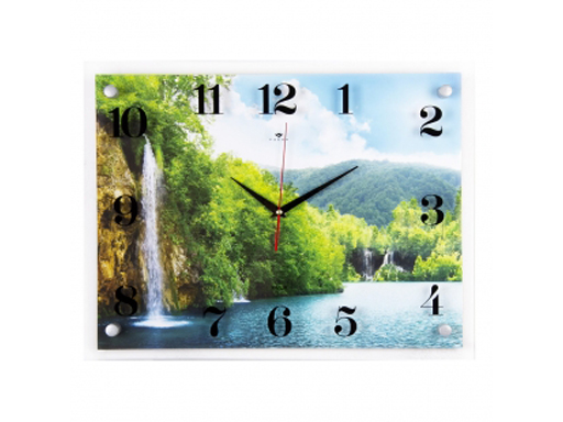 фото Часы настенные "водопад и озеро" рубин