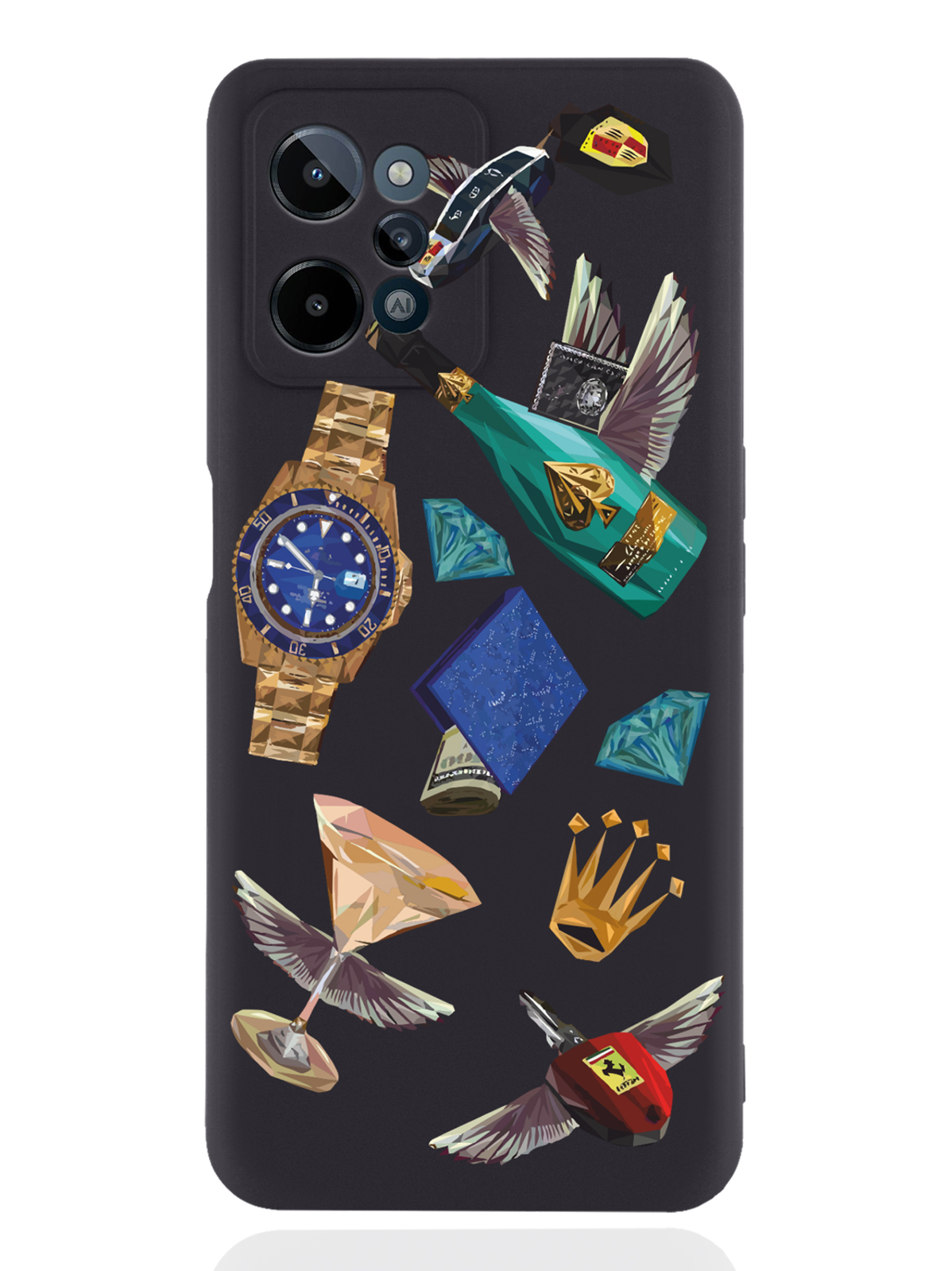 

Чехол MustHaveCase для realme C31 Luxury lifestyle черный, Разноцветный