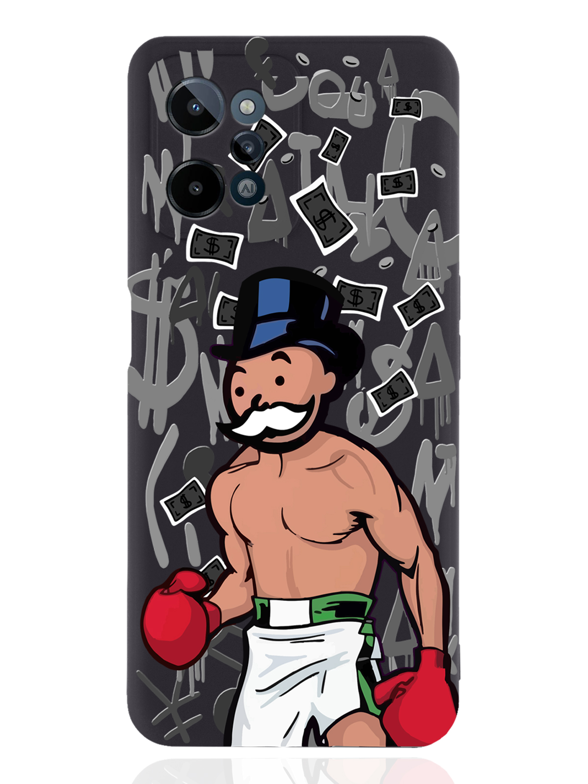 

Чехол MustHaveCase для realme C31 Monopoly Boxing Монополия Боксер черный, Разноцветный