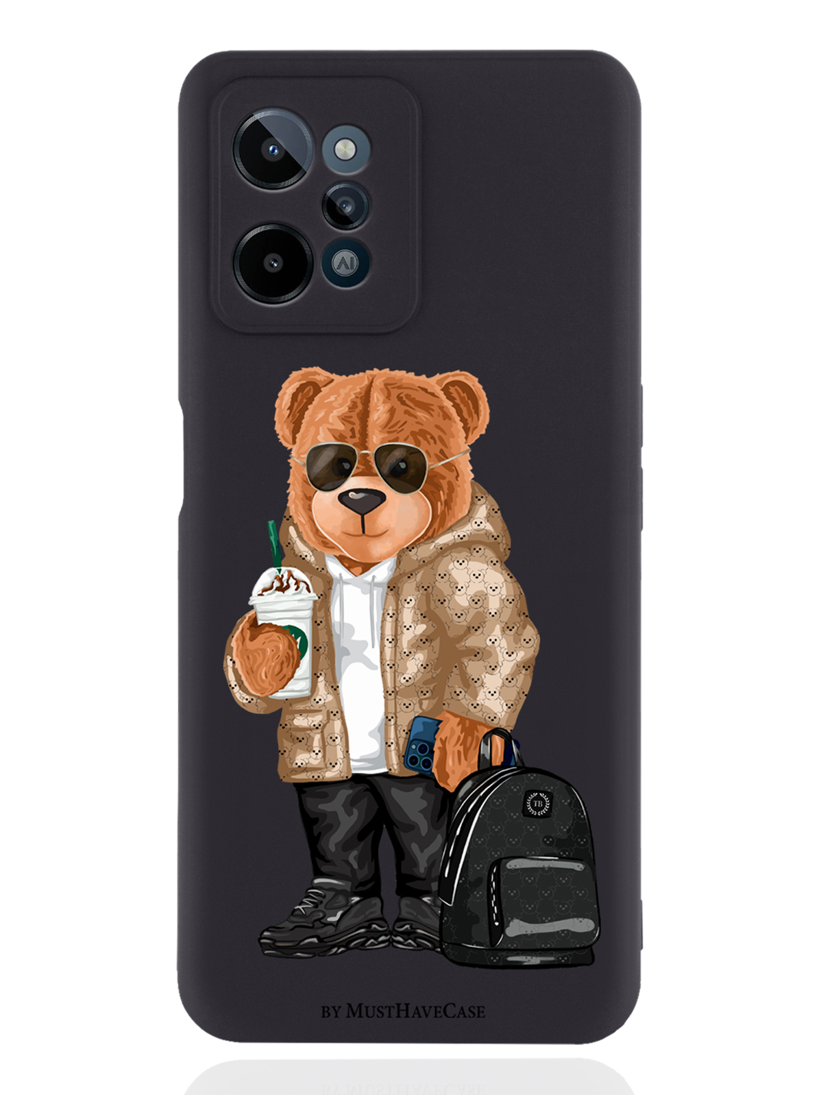 

Чехол MustHaveCase для realme C31 Tony Style в очках черный, Коричневый;черный;белый