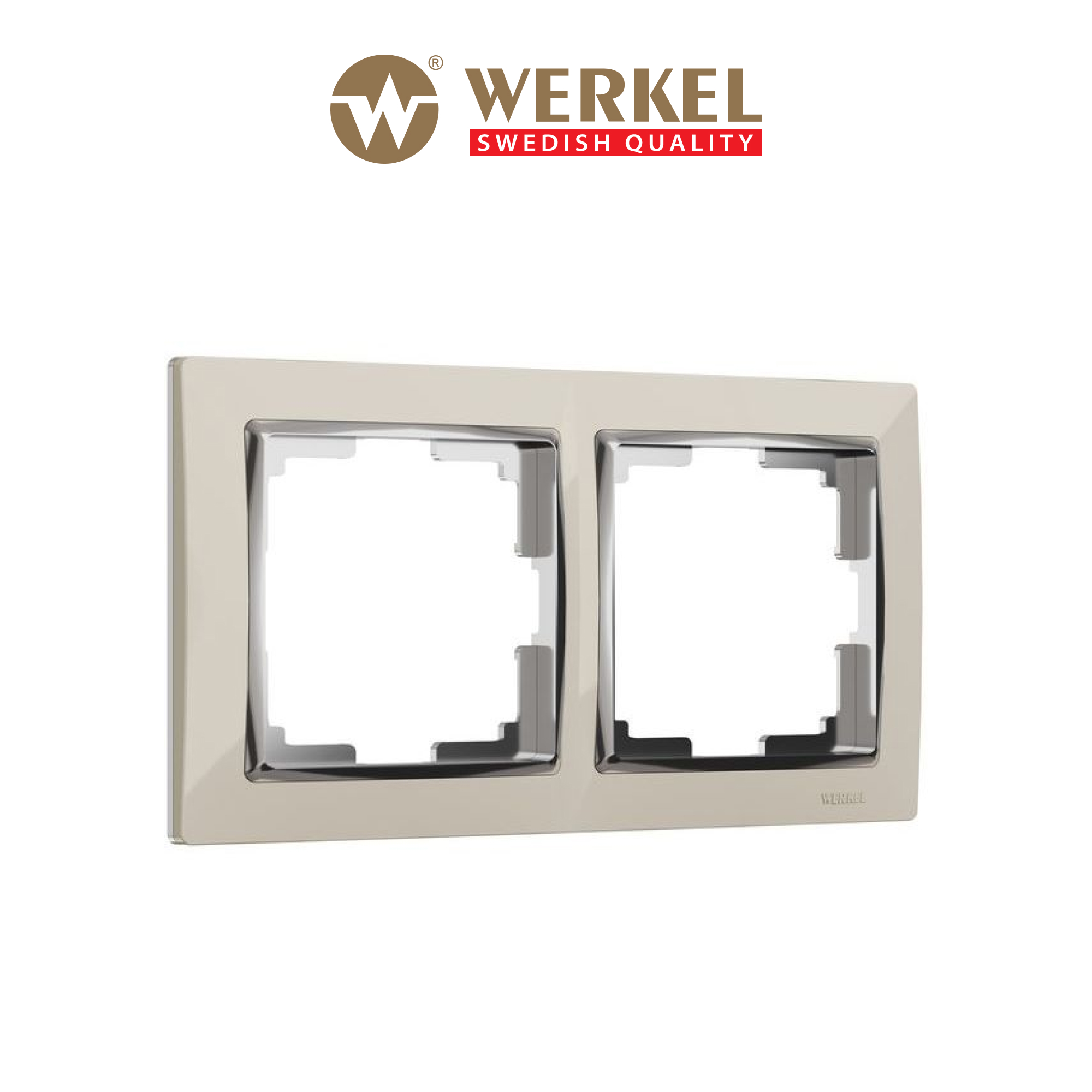 

Рамка для розетки/выключателя на 2 поста Werkel W0021903 Snabb слоновая кость/хром пластик, Бежевый, Snabb