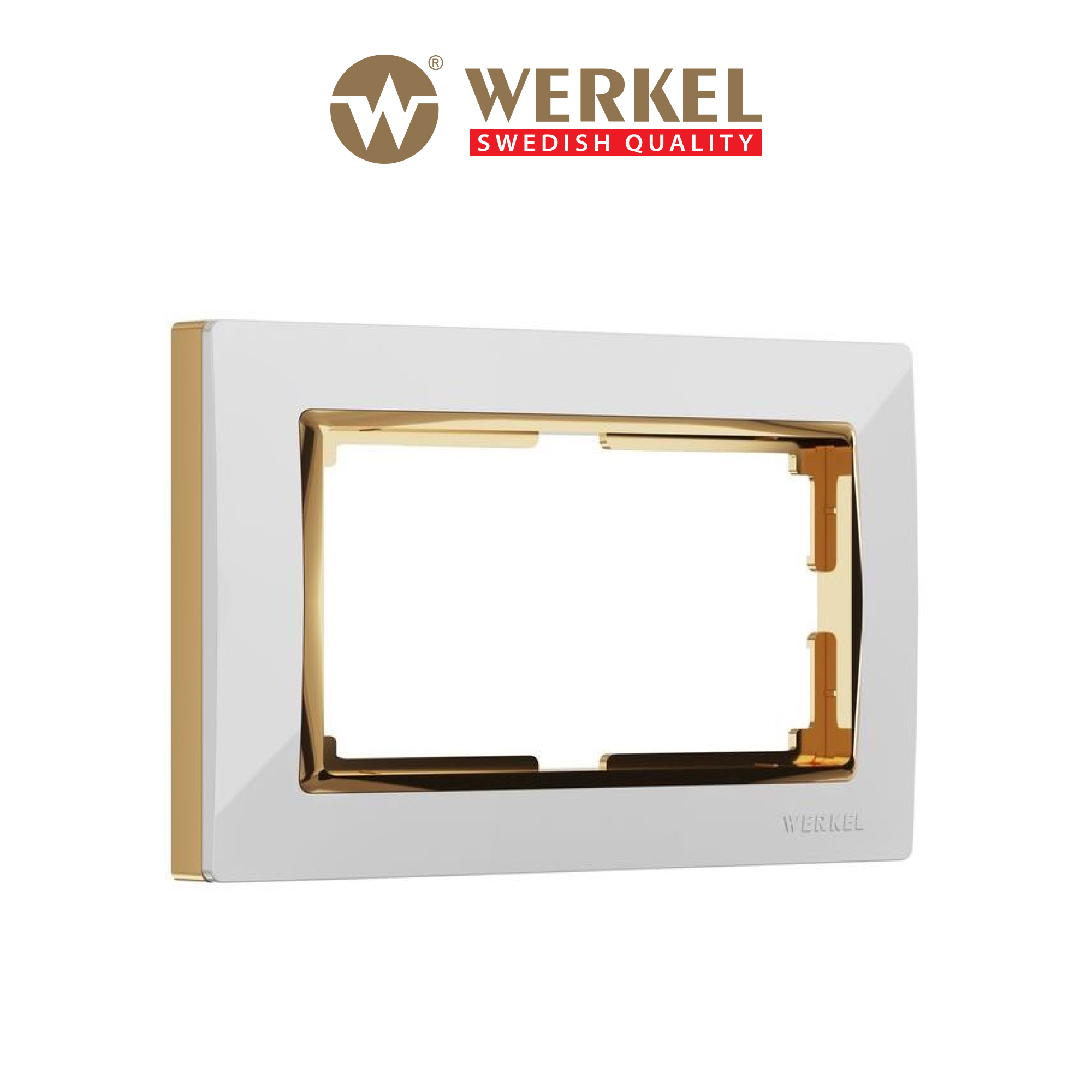 

Рамка для двойной розетки Werkel W0081933 Snabb белый/золото пластик