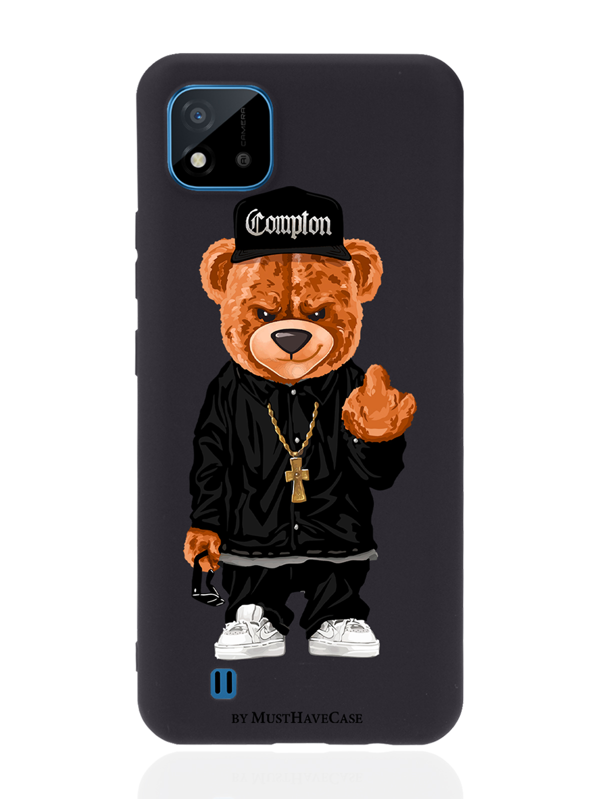 

Чехол MustHaveCase для realme C11 (2021) Мишка Compton черный, Коричневый;черный;белый