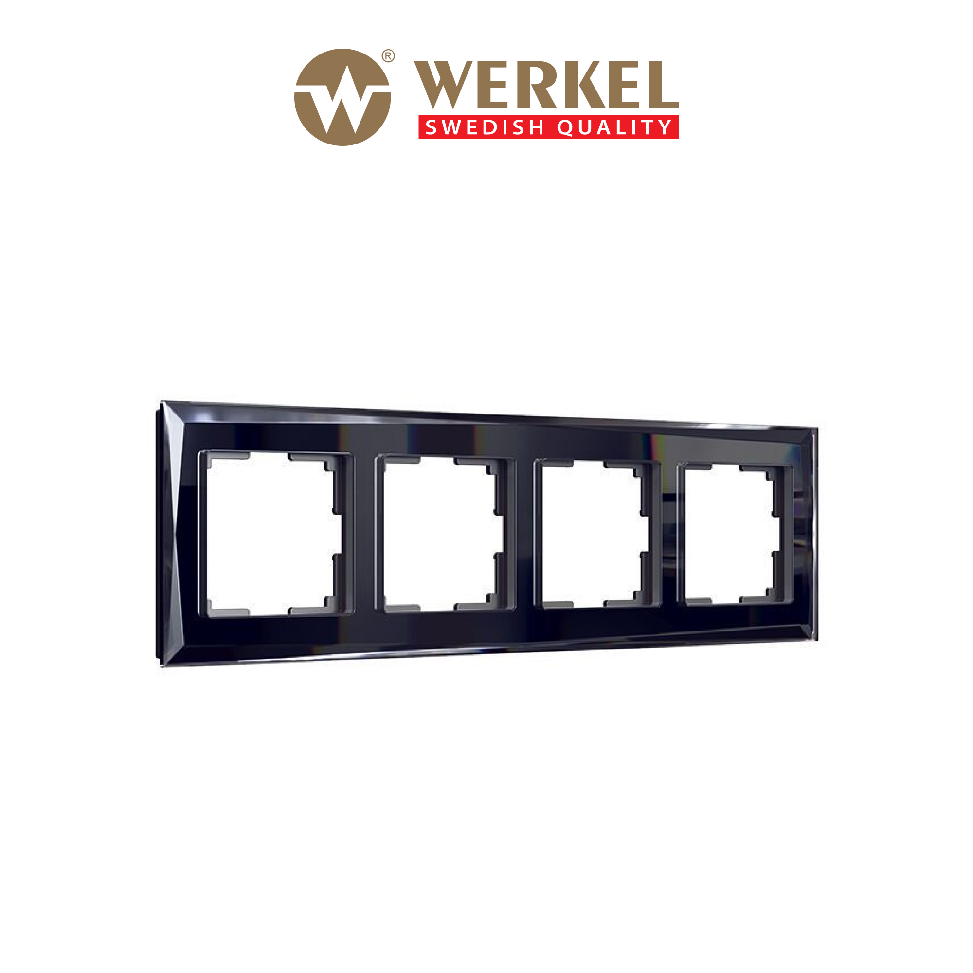 

Рамка для розетки / выключателя на 4 поста Werkel W0041208 Diamant черный стекло, Diamant