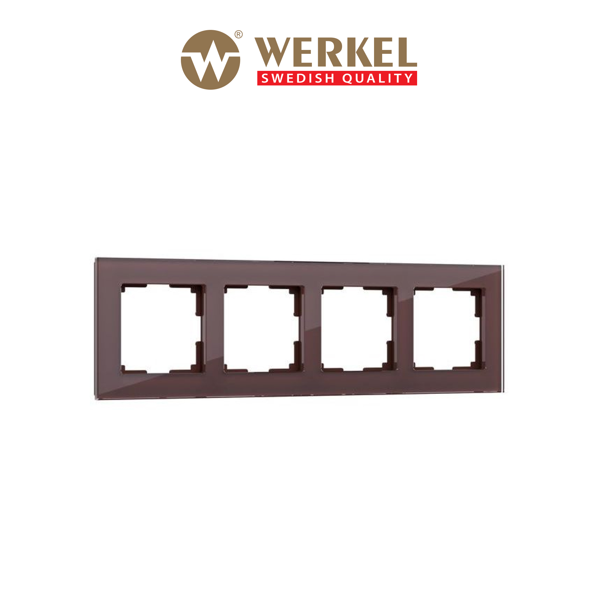 

Рамка для розетки / выключателя на 4 поста Werkel W0041118 Favorit мокко стекло, Коричневый