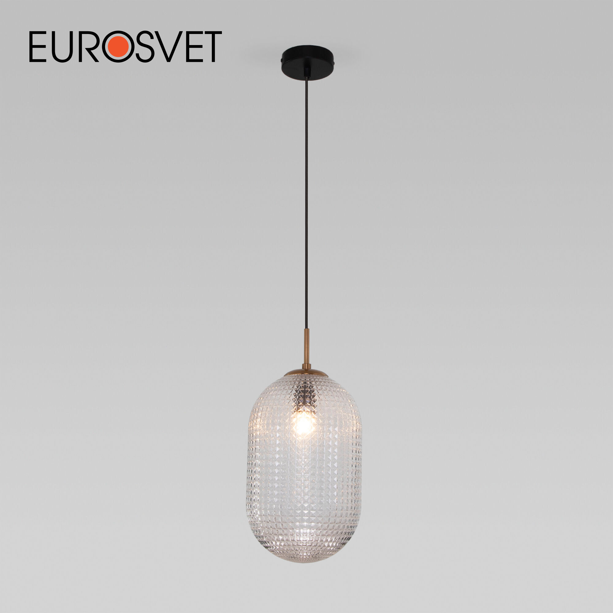 

Подвесной светильник Eurosvet Gem 50261/1 черный прозрачный плафон из фактур-го стекла E27