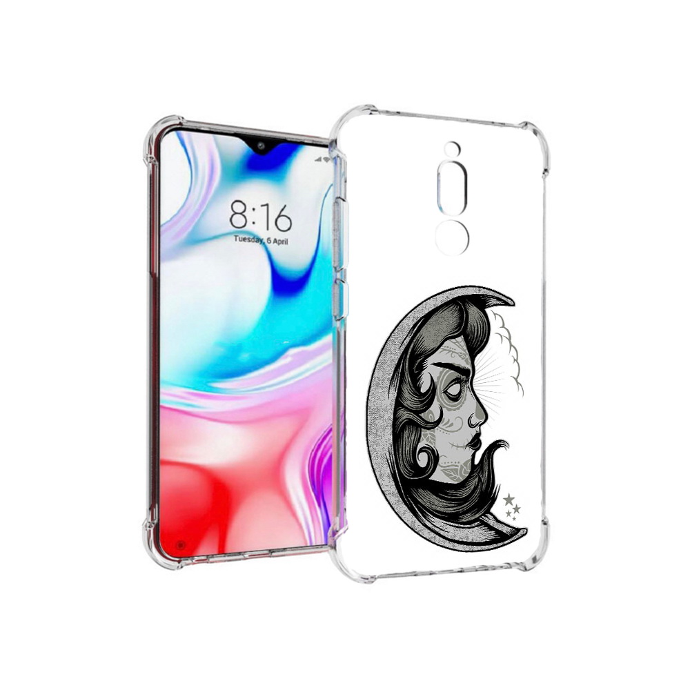

Чехол MyPads Tocco для Xiaomi Redmi 8 черно белая луна с лицом (PT138911.300.680), Прозрачный, Tocco