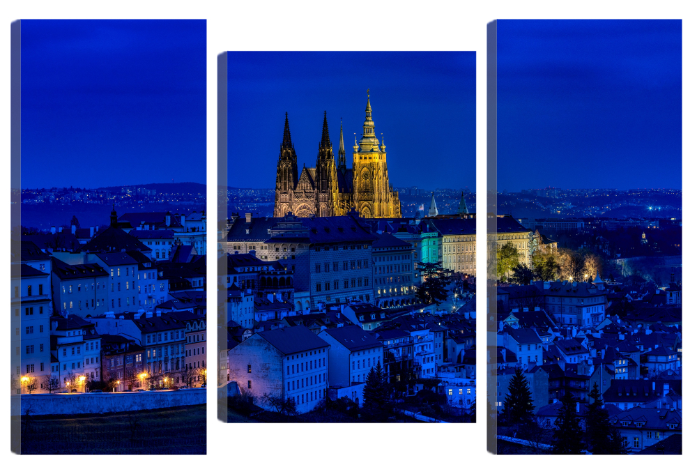 

Большая модульная картина Ночная Прага. В спальню, гостиную, зал. PR-49 (136x100см)
