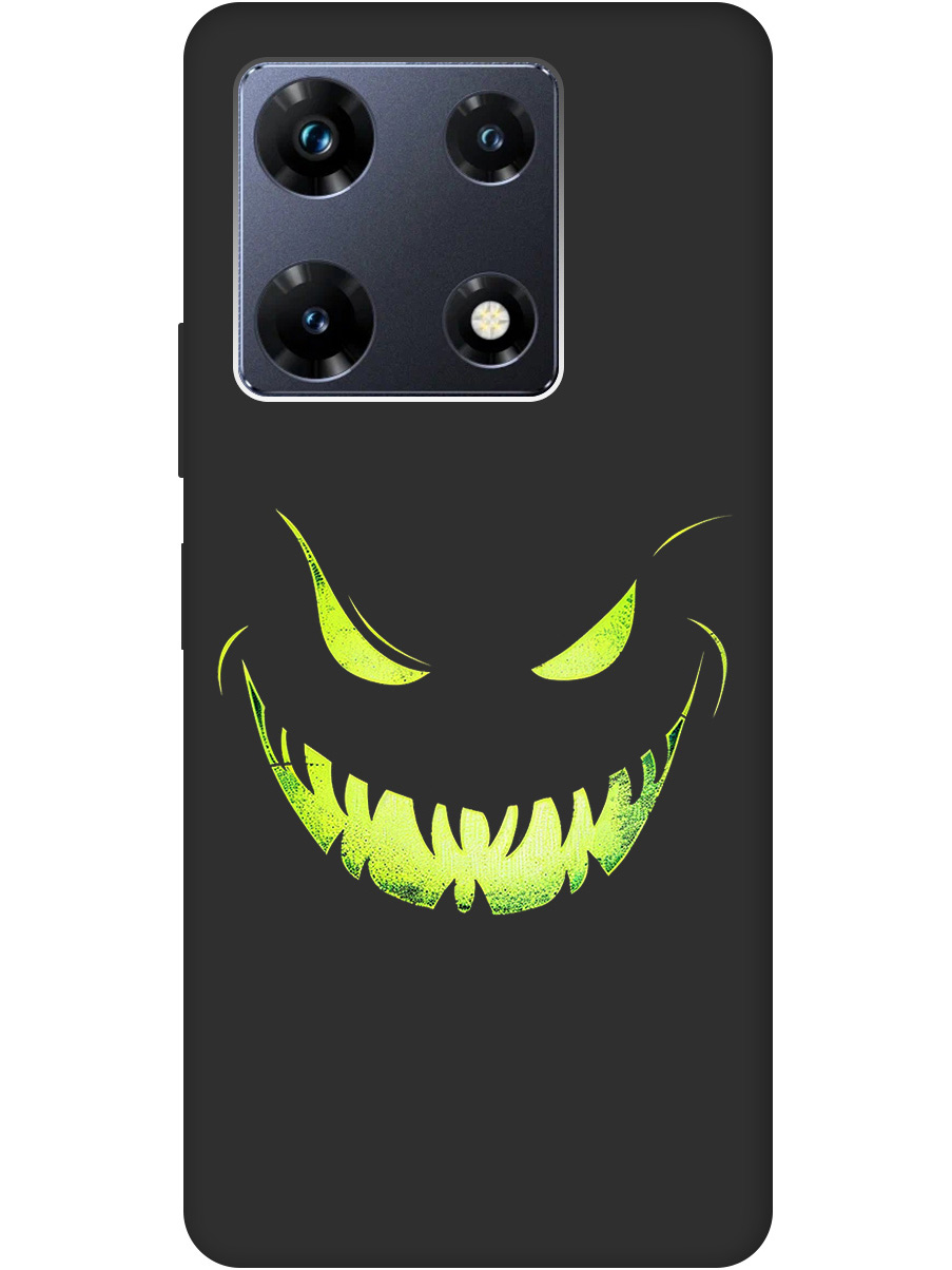 

Силиконовый чехол на Infinix Note 30 Pro с принтом "Зловещая улыбка" матовый черный, Черный;зеленый, 773942872