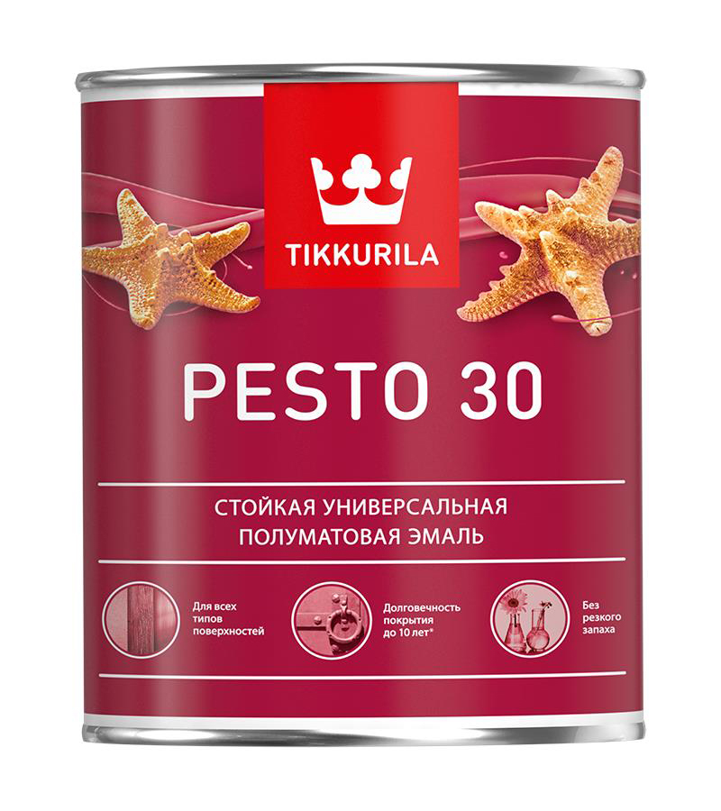 Эмаль Tikkurila Pesto 30 стойкая универсальная полуматовая база А 0,9 л универсальная химически стойкая герметизирующая мастика himflex