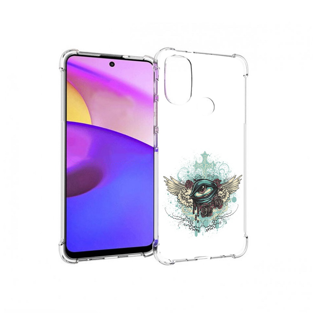 

Чехол MyPads Tocco для Motorola Moto E30 плачущий глаз с крыльями (PT227074.357.544), Прозрачный, Tocco