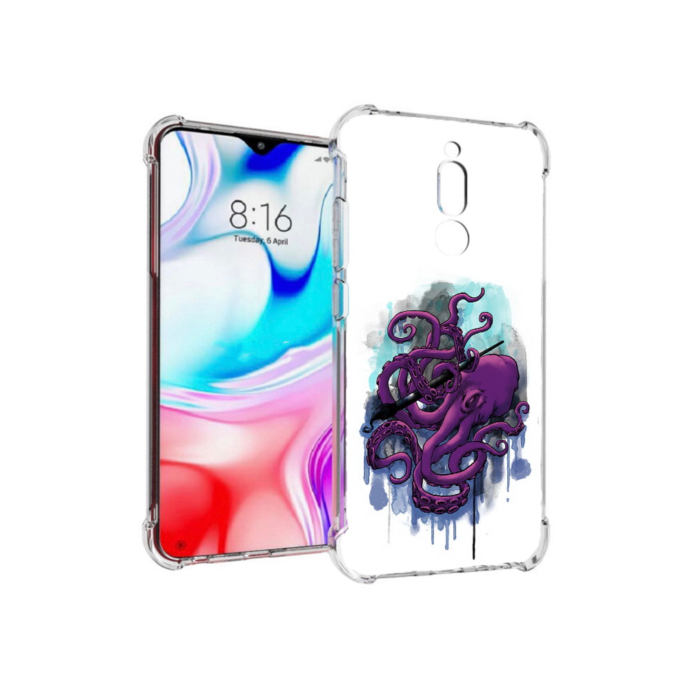 

Чехол MyPads Tocco для Xiaomi Redmi 8 фиолетовый осьминог (PT138911.300.658), Прозрачный, Tocco