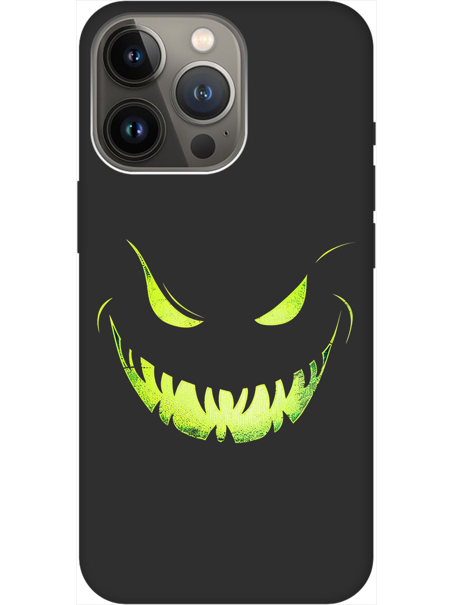 

Силиконовый чехол на Apple iPhone 13 Pro Max с принтом "Зловещая улыбка" матовый черный, Черный;зеленый, 732247372